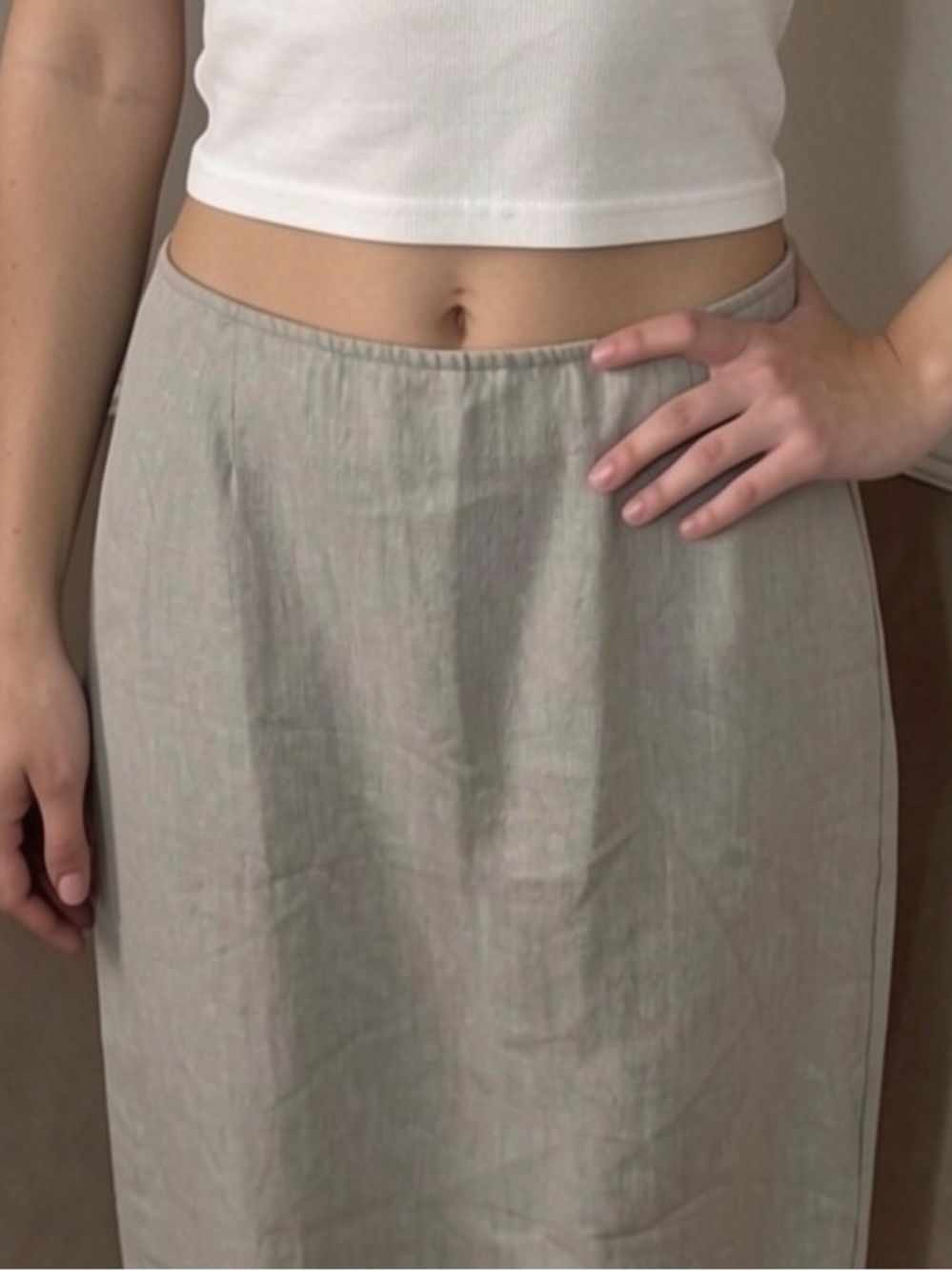 💜 5 for $20! PrettyLittleThing white beige Midi Skirt